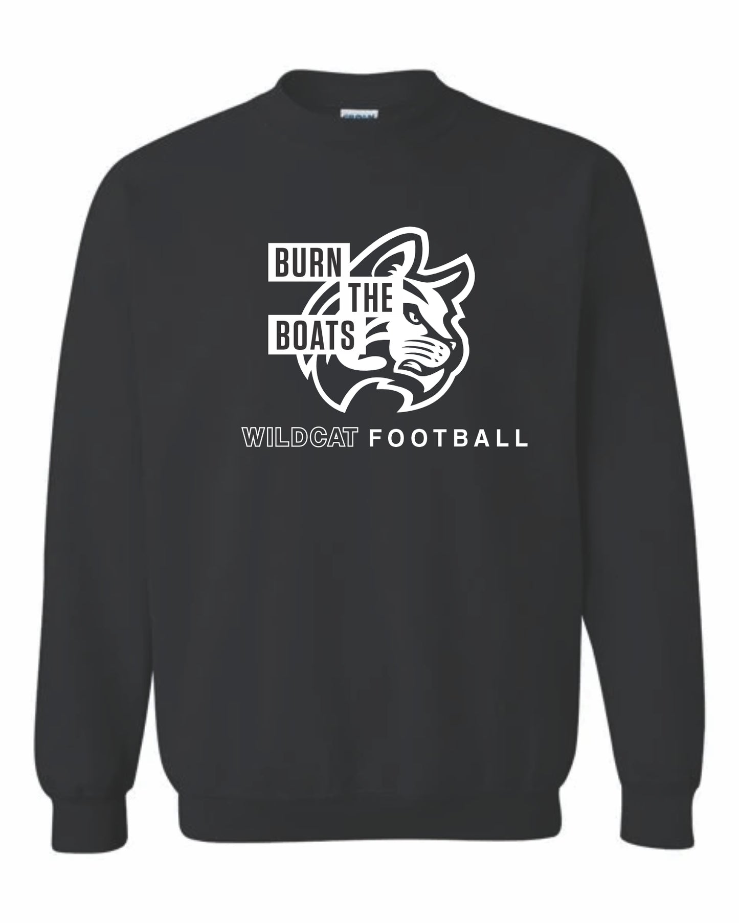 Burn The Boats Wildcat Football Crewneck Sweatshirt BLACK