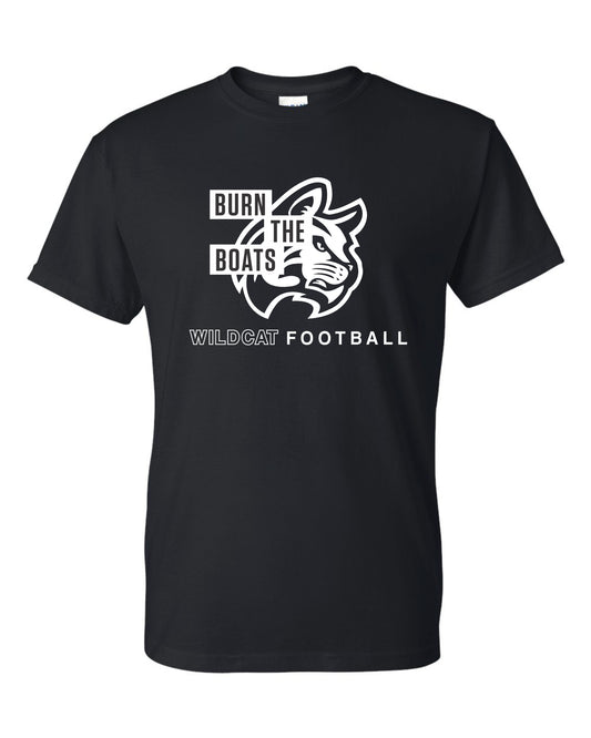 Burn The Boats Wildcat Football Tshirt BLACK