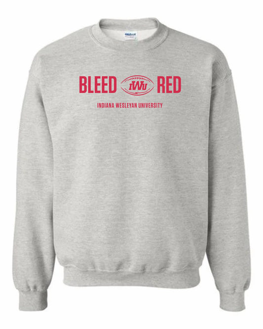 IWU Football Bleed Red Crewneck Sweatshirt ASH GREY