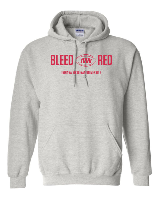 IWU Football Bleed Red Hoodie ASH GREY