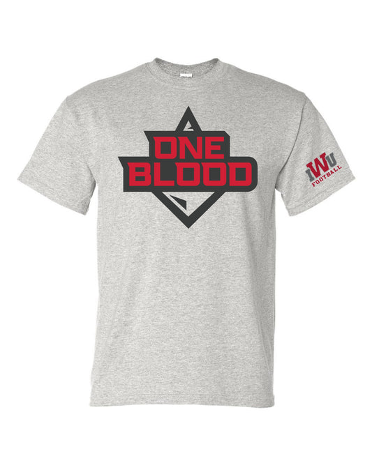 IWU Football One Blood Tshirt ASH GREY