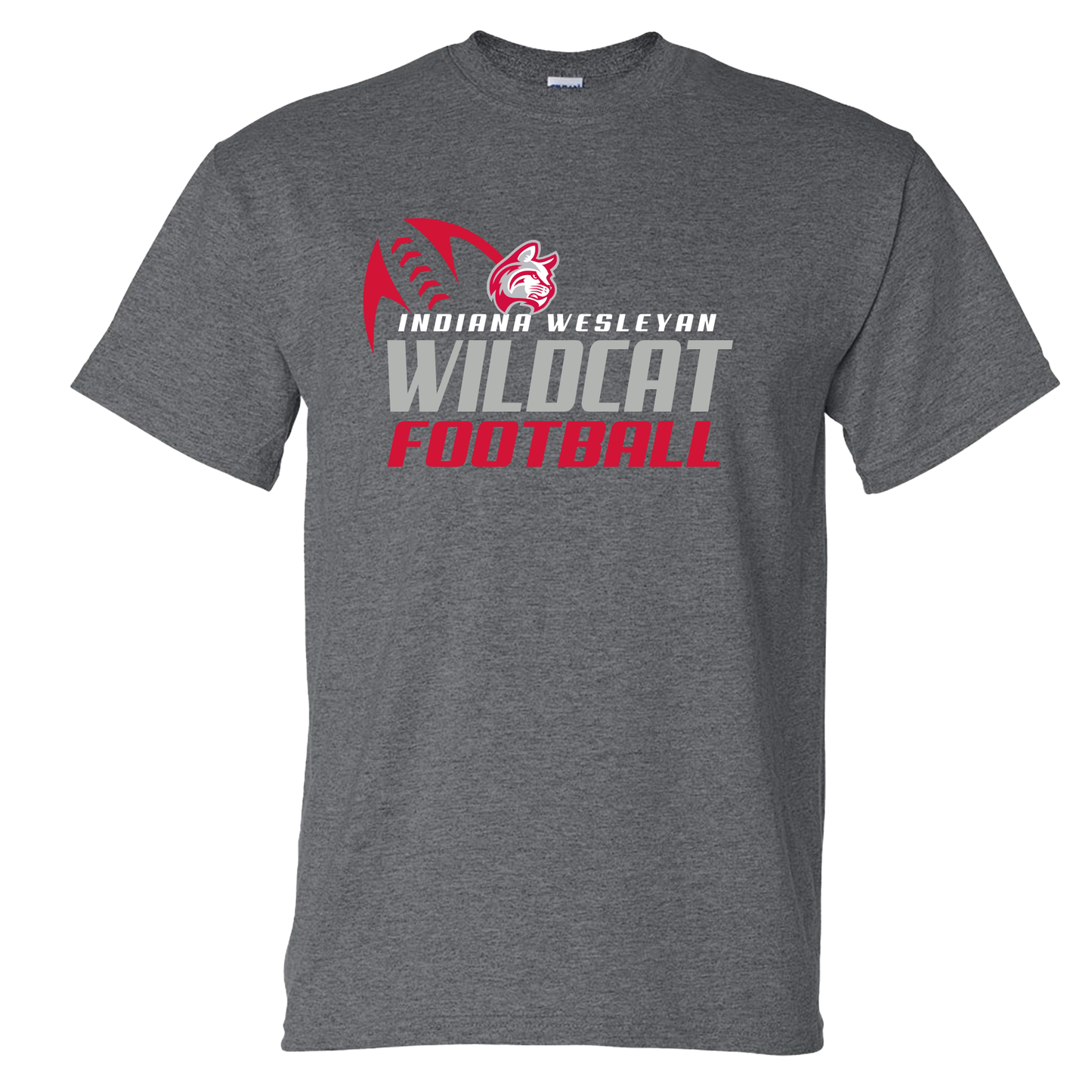 IWU Football Wildcats Tshirt Dark Heather Grey