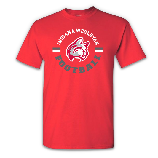 IWU Football Wildcats Circle Tshirt Red