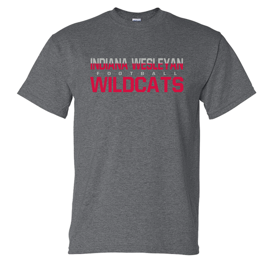 IWU Football Wildcats Split Color Tshirt Dark Heather Grey