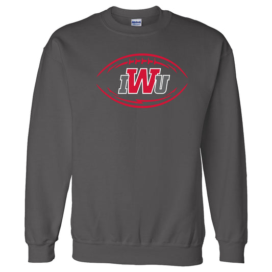 IWU Football Logo Crewneck Sweatshirt Charcoal