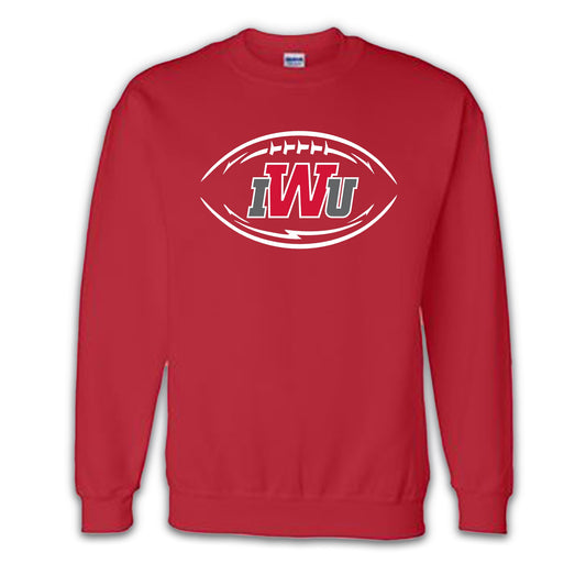 IWU Football Logo Crewneck Sweatshirt Red