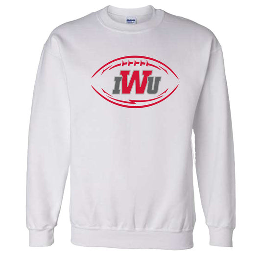 IWU Football Logo Crewneck Sweatshirt White