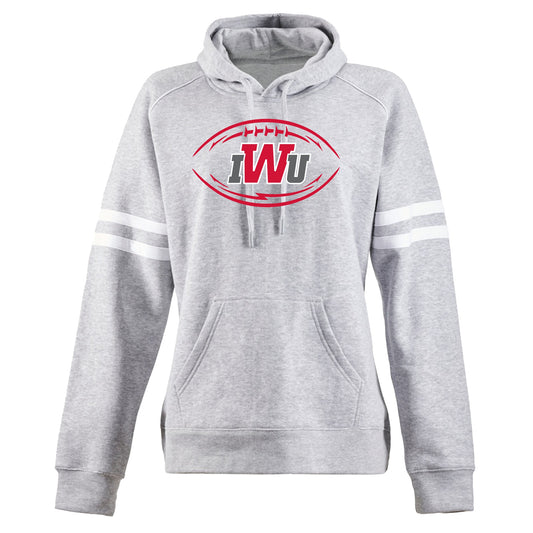 IWU Football Logo Ladies Varsity Hoodie Gray