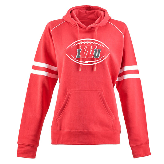 IWU Football Logo Ladies Varsity Hoodie Red