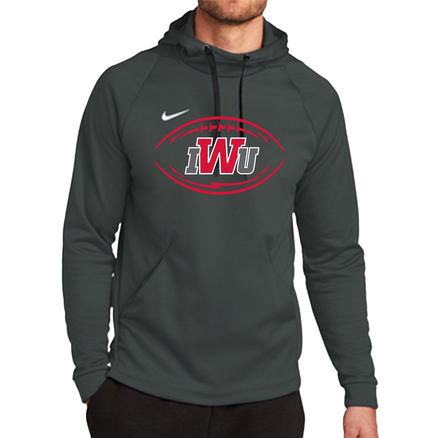 IWU Football Logo Nike Hoodie Anthracite