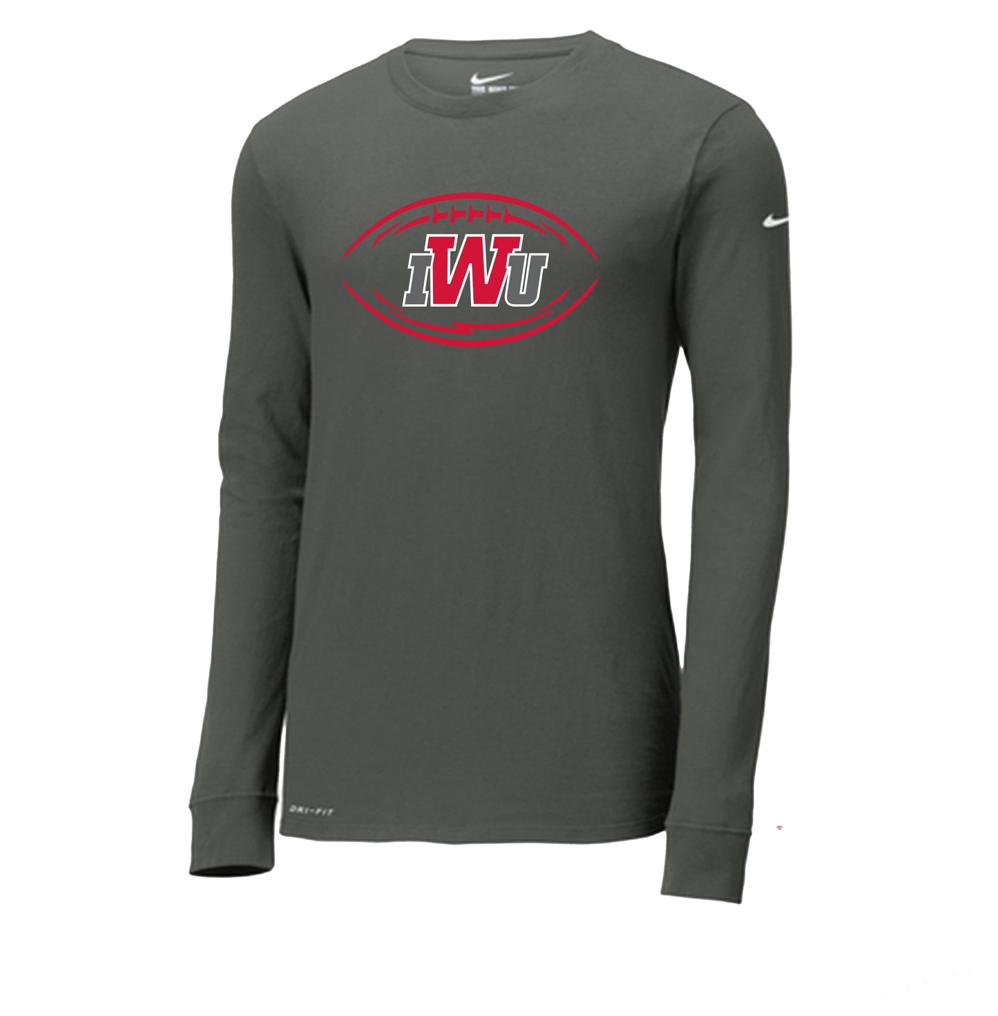 IWU Football Logo Nike Long Sleeve Tshirt Anthracite