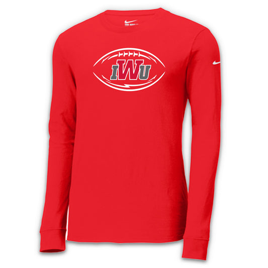 IWU Football Logo Nike Long Sleeve Tshirt Red