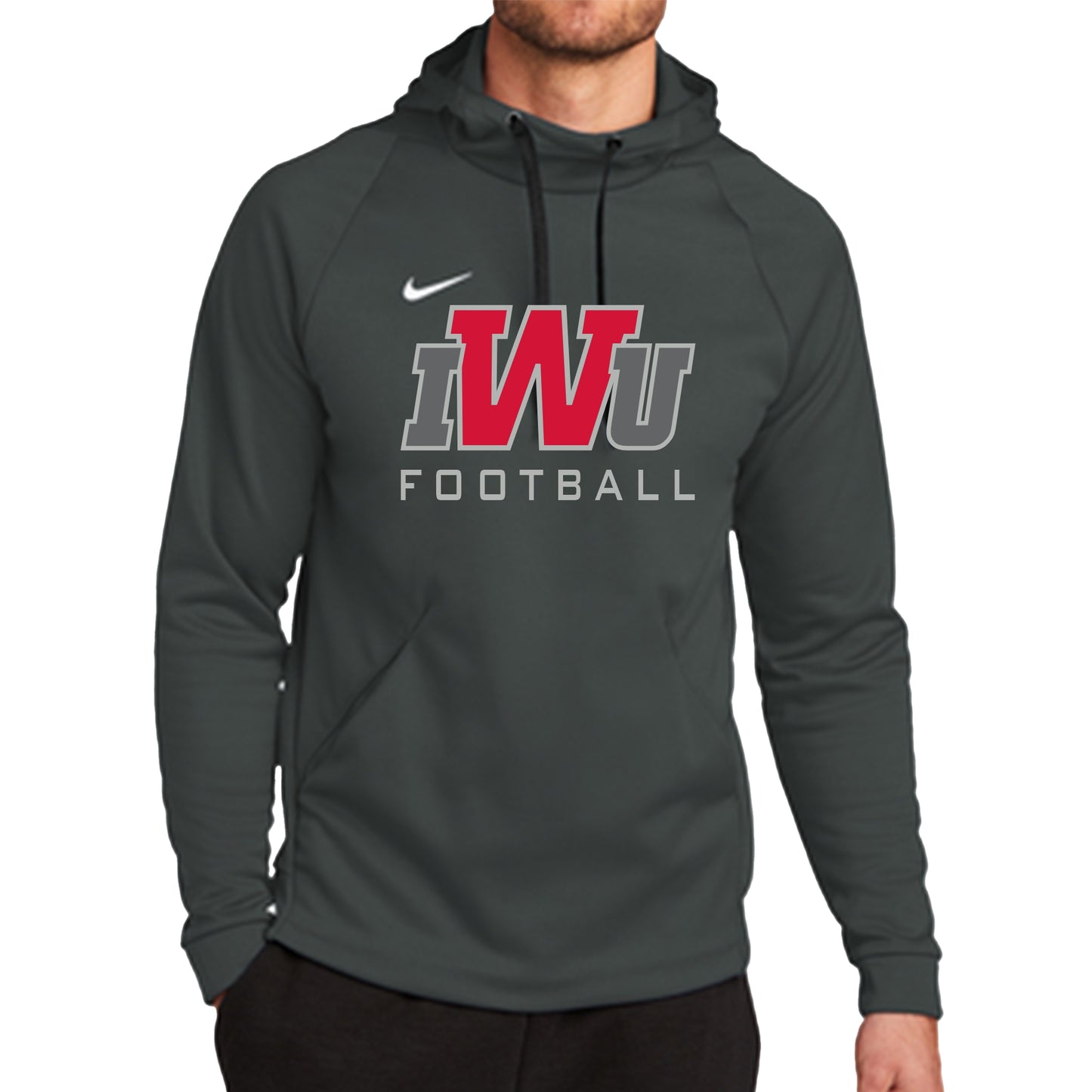 IWU Large Football Logo Nike Hoodie Anthracite