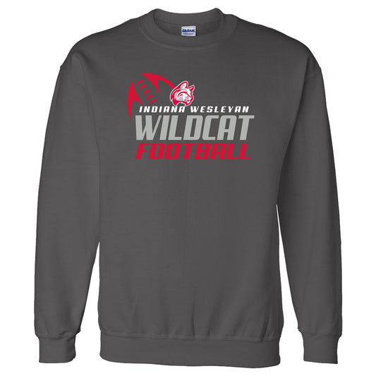 IWU Football Wildcat Angle Crewneck Sweatshirt Charcoal