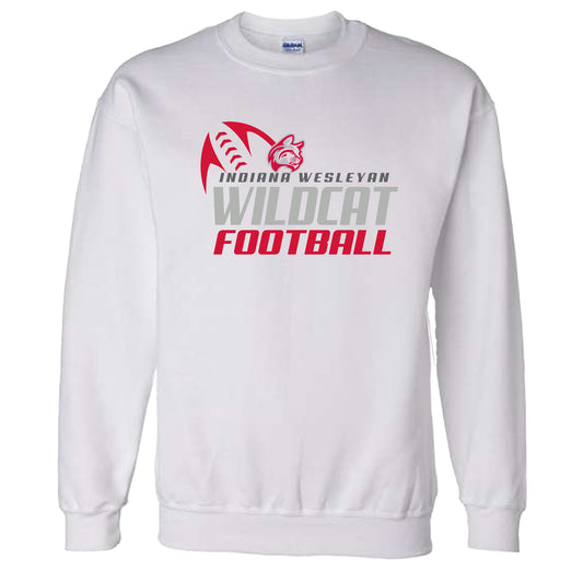 IWU Football Wildcat Angle Crewneck Sweatshirt White