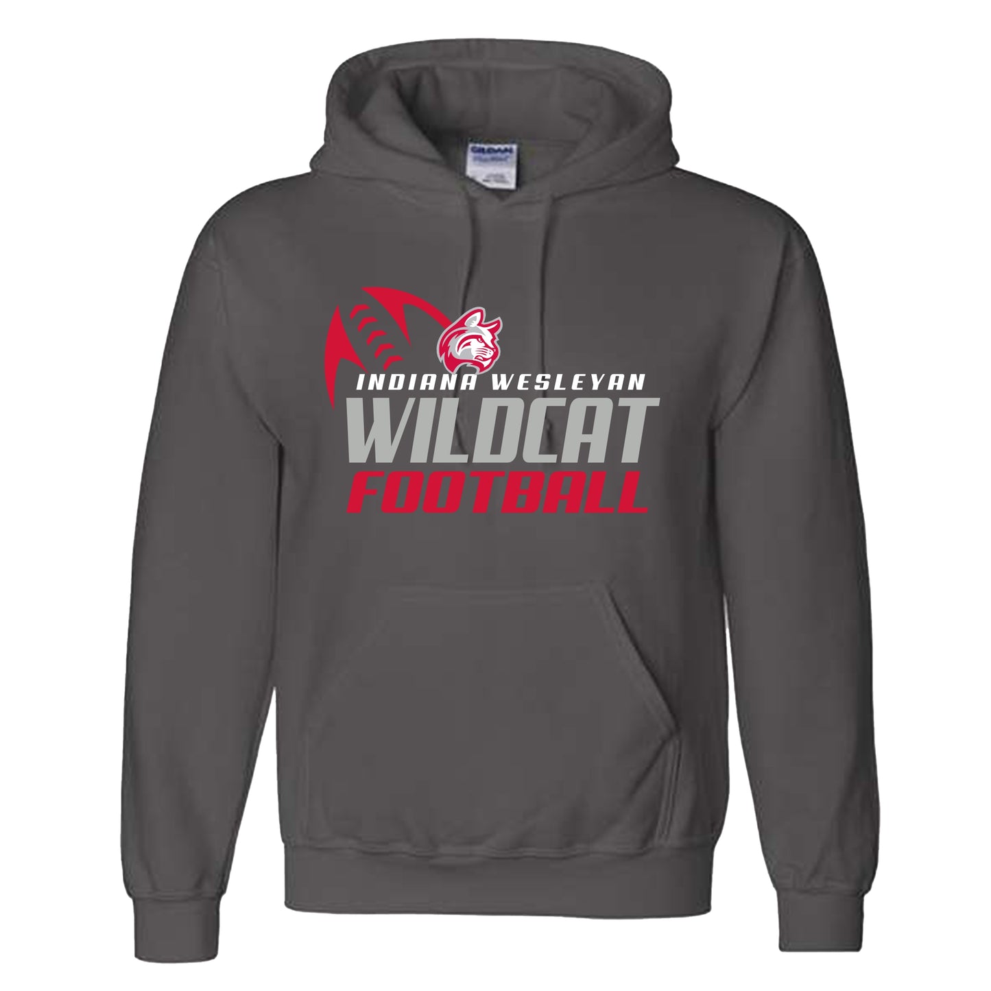 IWU Football Wildcat Angle Hoodie Charcoal