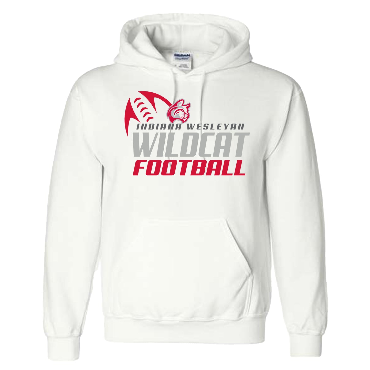 IWU Football Wildcat Angle Hoodie White