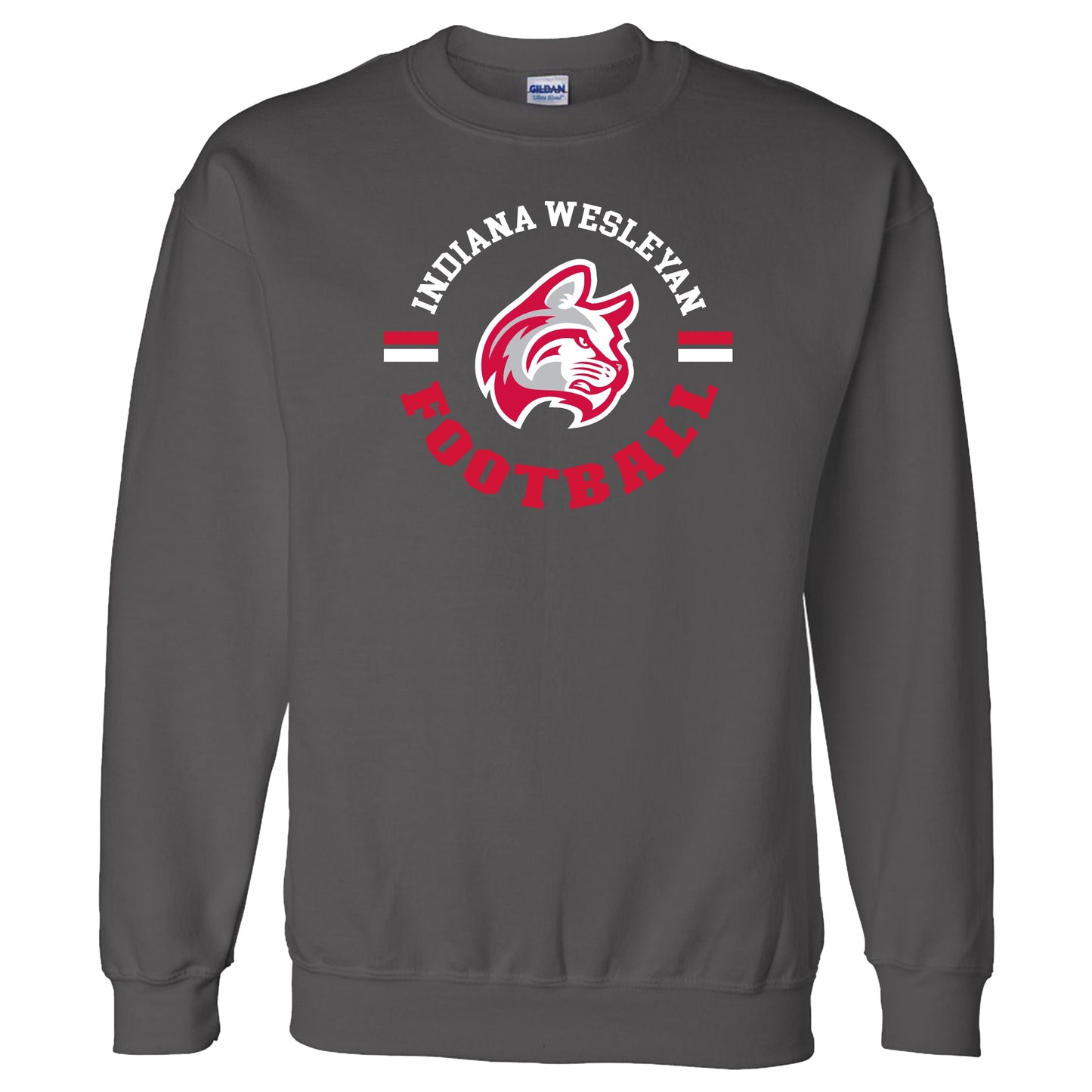 IWU Football Wildcat Circle Crewneck Sweatshirt Charcoal