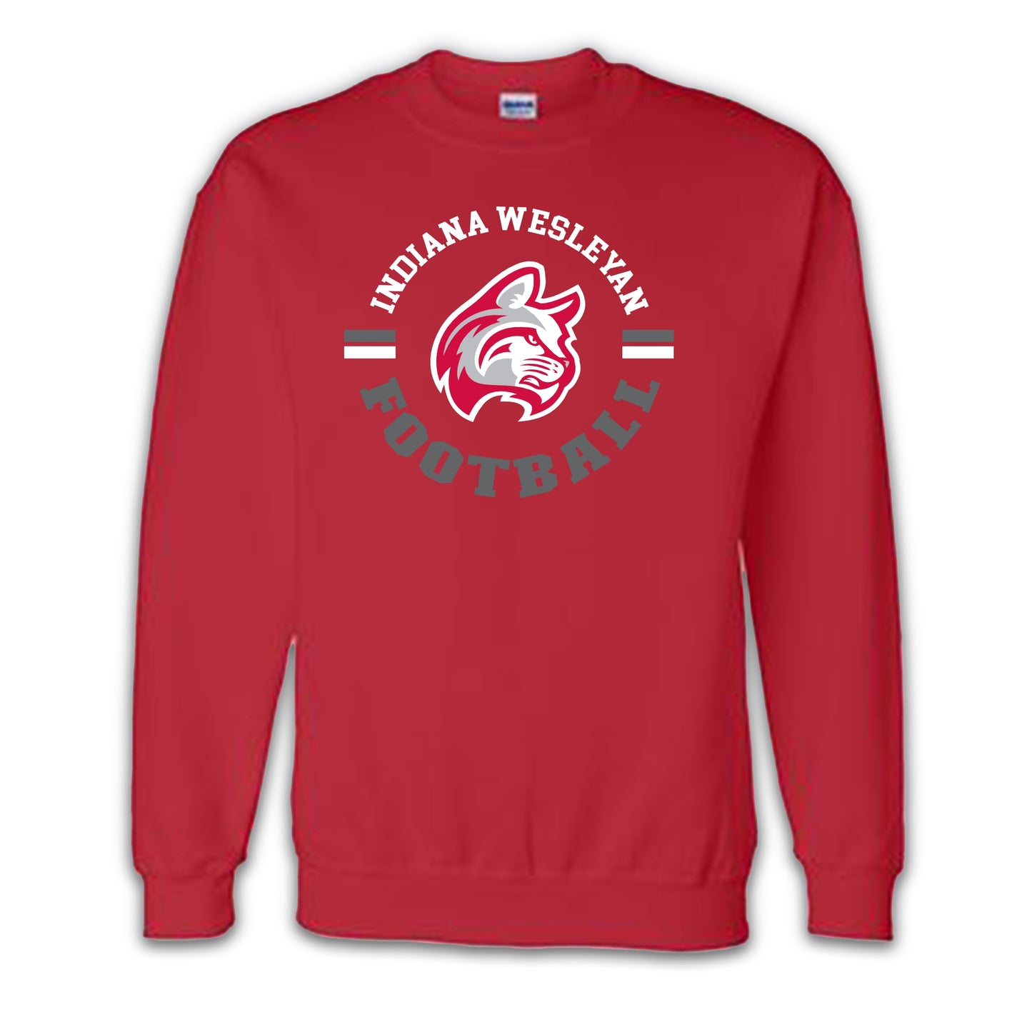 IWU Football Wildcat Circle Crewneck Sweatshirt Red