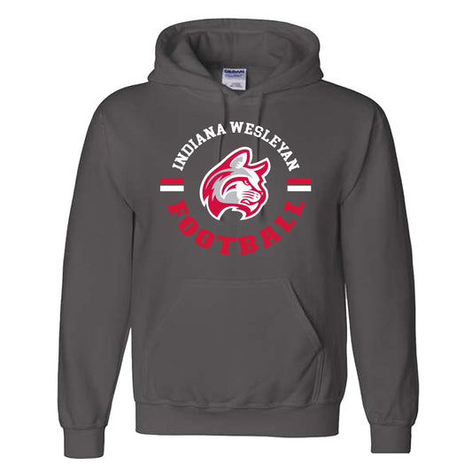 IWU Football Wildcat Circle Hoodie Charcoal