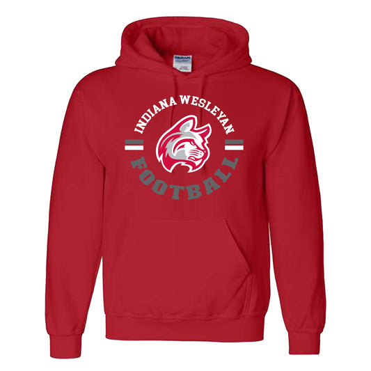 IWU Football Wildcat Circle Hoodie Red