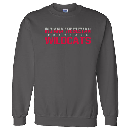 IWU Football Wildcat Split Crewneck Sweatshirt Charcoal