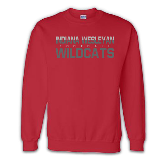 IWU Football Wildcat Split Crewneck Sweatshirt Red