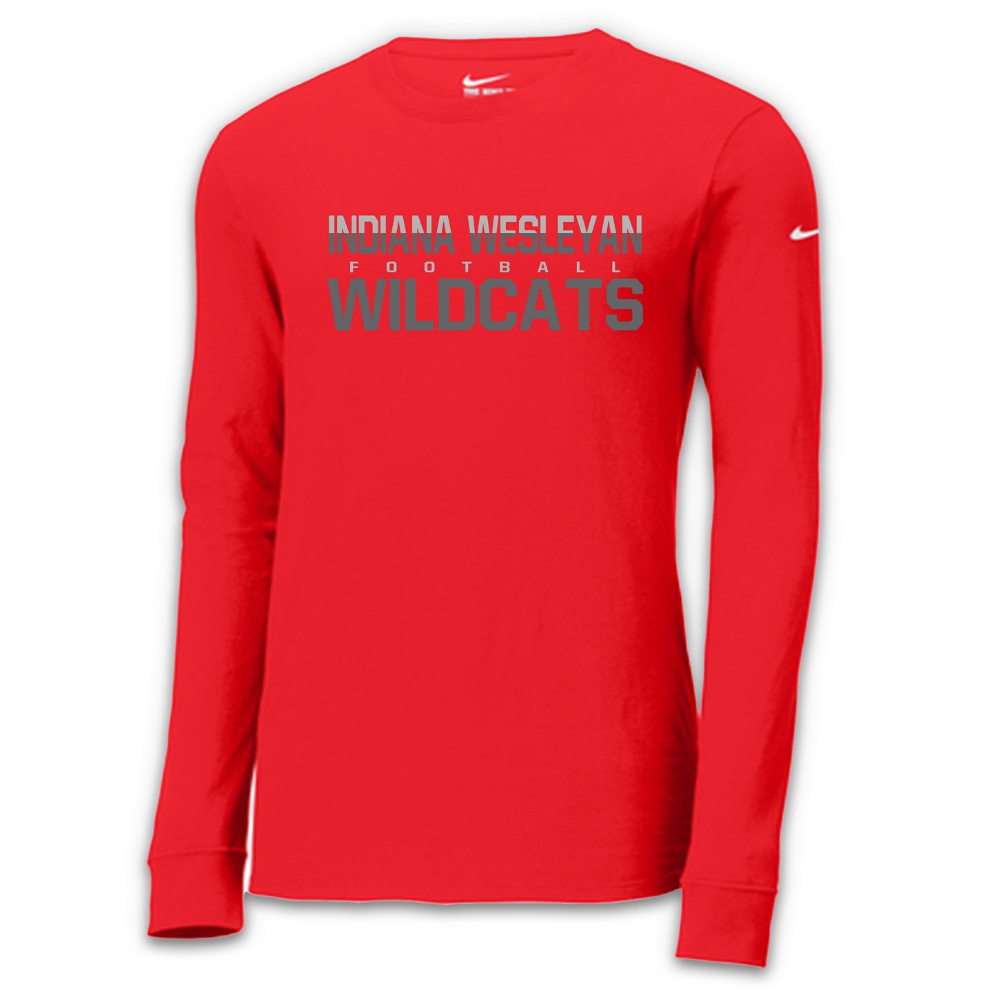 IWU Wildcat Football Color Split Nike Long Sleeve Tshirt Red