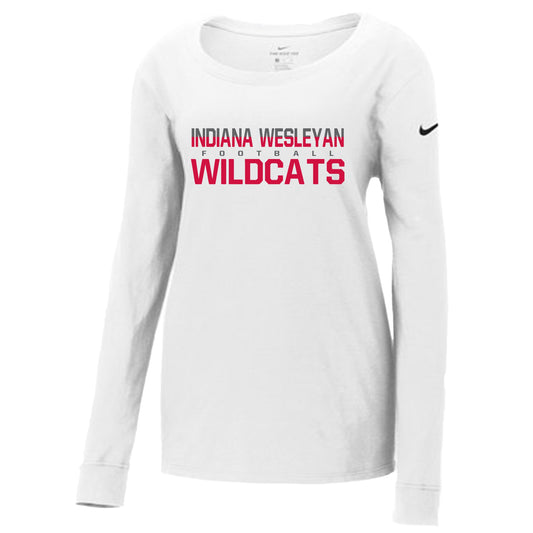 IWU Wildcat Football Color Split LADIES Nike Long Sleeve Tshirt White