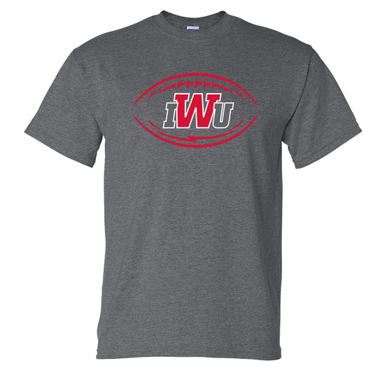 IWU Football Logo Tshirt Dark Heather Grey
